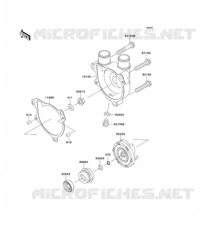 WATER PUMP Kawasaki MOTOS 650 2009 KLR650  KL650E9F