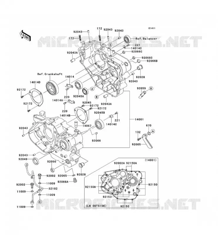 CRANKCASE(S) Kawasaki MOTOS 650 2009 KLR650  KL650E9F