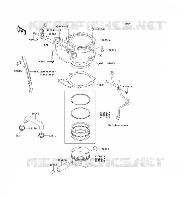 CYLINDER - PISTON  Kawasaki MOTOS 650 2012 KLR650  KL650ECF