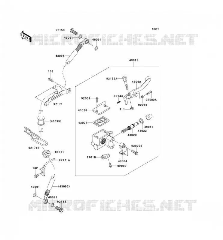 FRONT MASTER CYLINDER Kawasaki MOTOS 650 2013 KLR650  KL650EDF