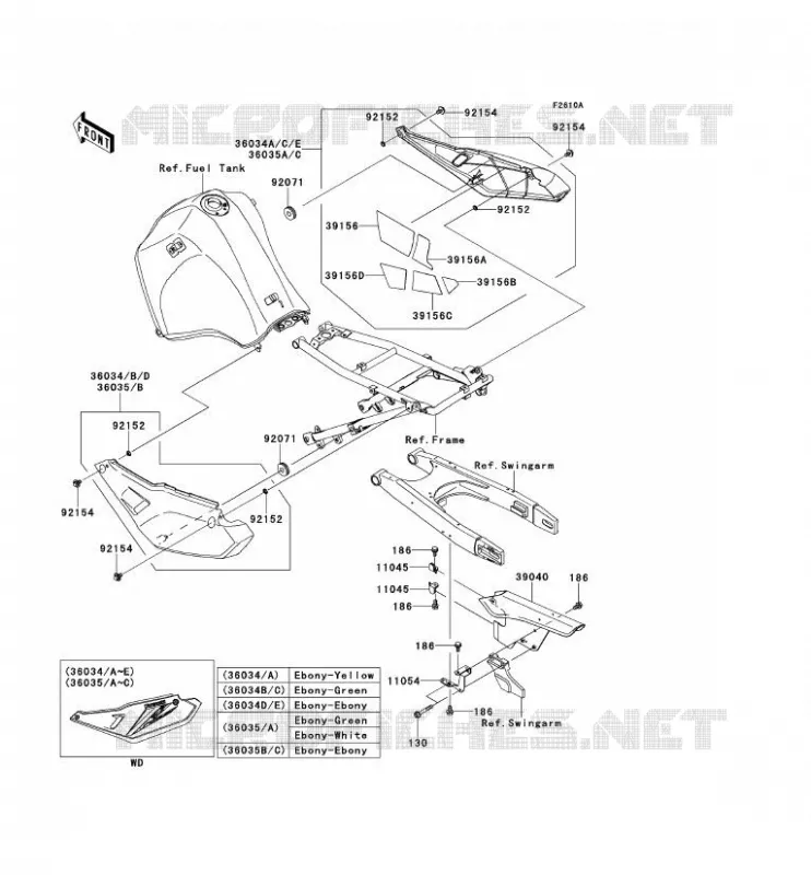 SIDE COVERS - CHAIN COVER Kawasaki MOTOS 650 2013 KLR650  KL650EDF