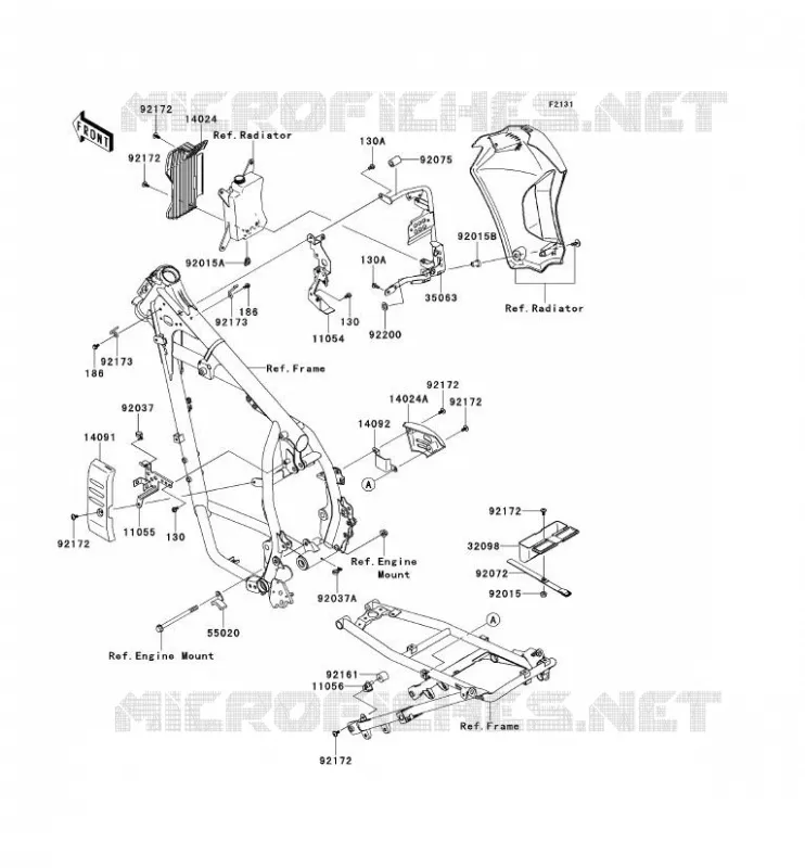 FRAME PARTS (COUVERTURE) Kawasaki MOTOS 650 2013 KLR650  KL650EDF