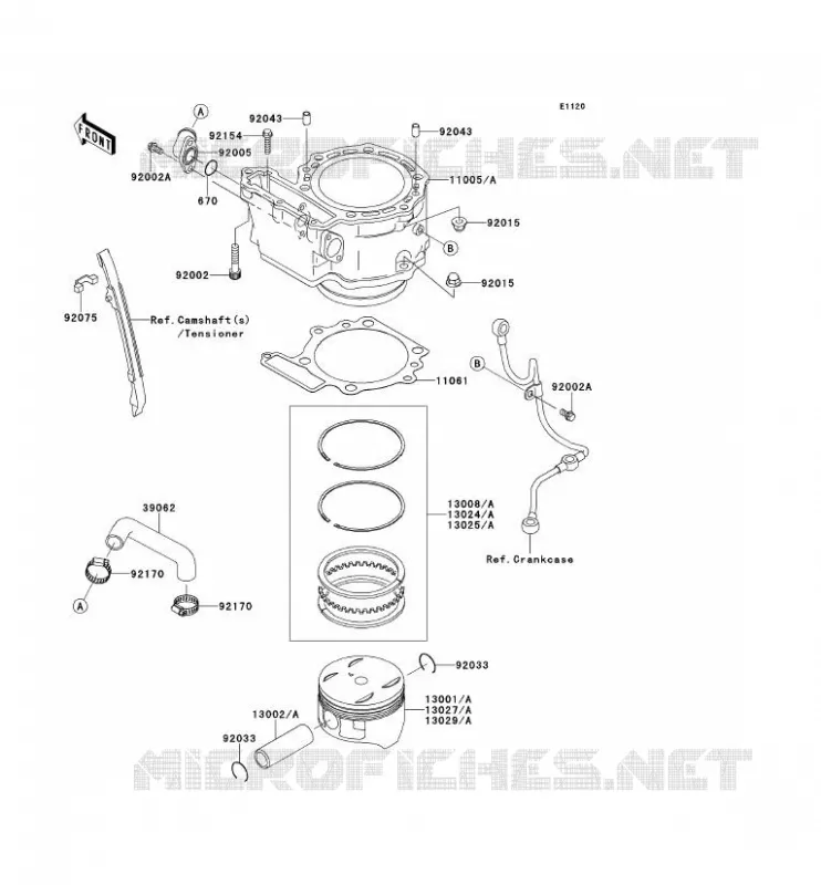CYLINDER - PISTON  Kawasaki MOTOS 650 2014 KLR650  KL650EES