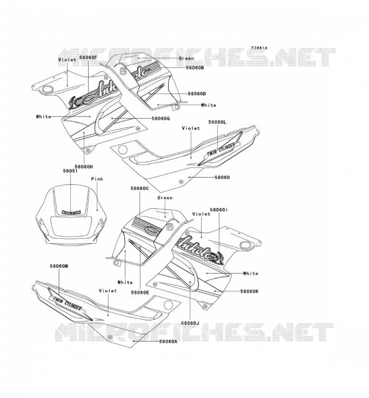 STICKER(WHITE/GREEN) Kawasaki MOTOS 250 2000 KLE250  KLE250-A5