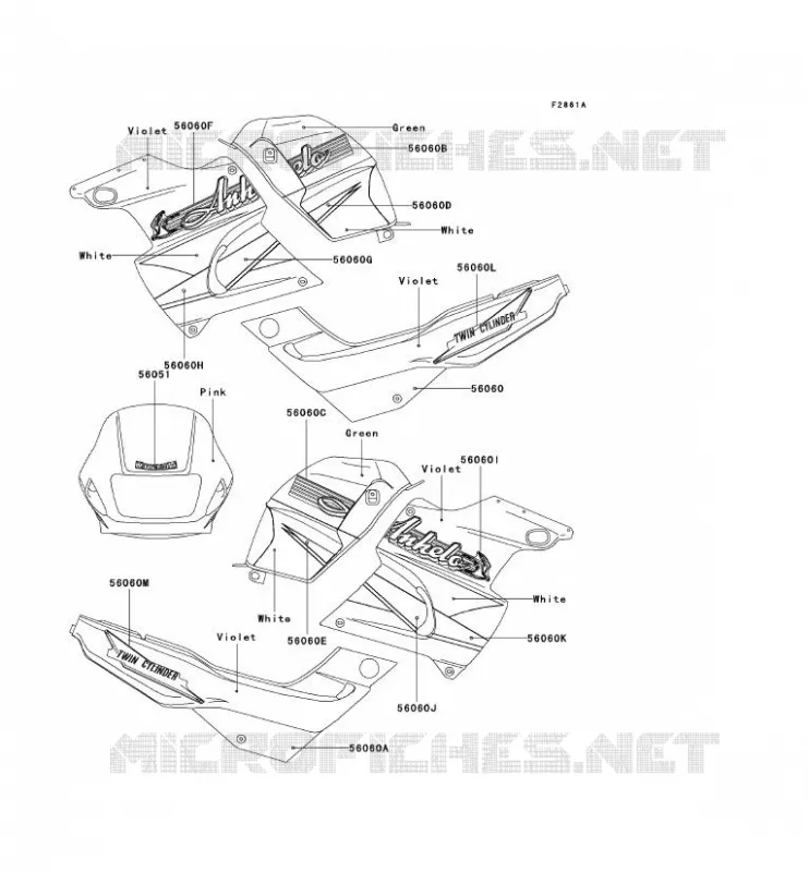 STICKER(WHITE/GREEN) Kawasaki MOTOS 250 2000 KLE250  KLE250-A5