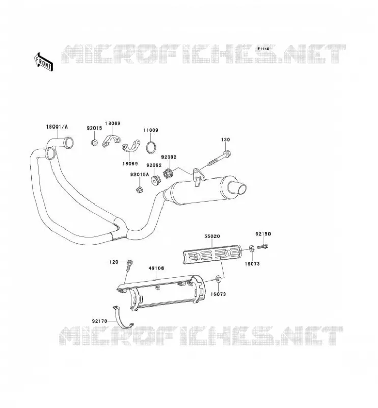 EXHAUST Kawasaki MOTOS 500 1992 KLE500  KLE500-A2