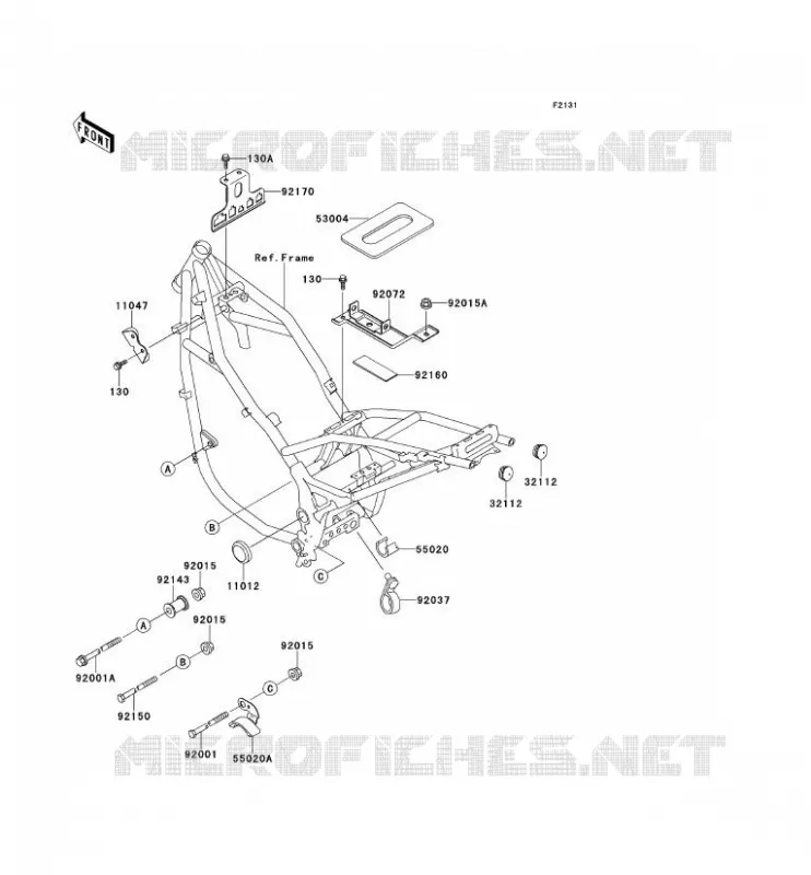 FRAME PARTS (COUVERTURE) Kawasaki MOTOS 500 1992 KLE500  KLE500-A2