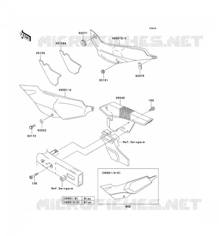 SIDE COVERS - CHAIN COVER Kawasaki MOTOS 500 2006 KLE500  KLE500B6F