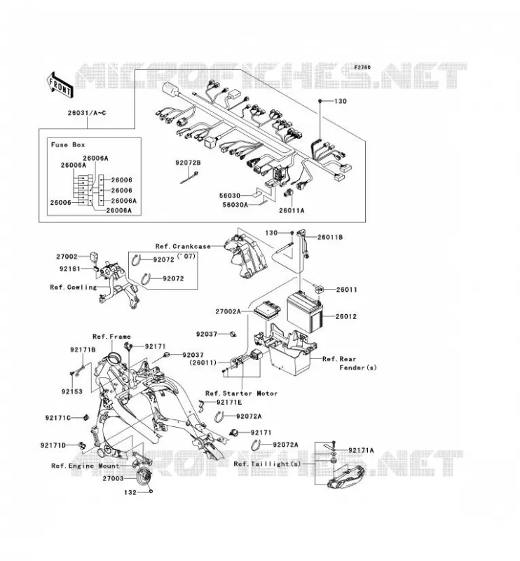 CHASSIS ELECTRICAL EQUIPMENT Kawasaki MOTOS 650 2007 VERSYS 650  KLE650A7F