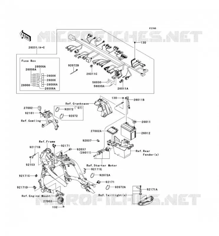 CHASSIS ELECTRICAL EQUIPMENT Kawasaki MOTOS 650 2007 VERSYS 650  KLE650A7F
