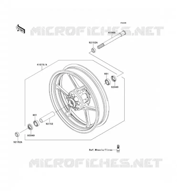 FRONT HUB Kawasaki MOTOS 650 2007 VERSYS 650  KLE650A7F