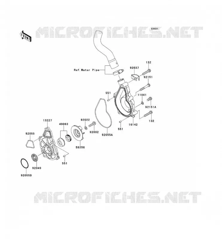 WATER PUMP Kawasaki MOTOS 650 2008 VERSYS 650  KLE650A8F