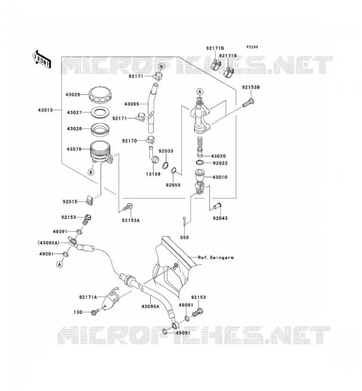 REAR MASTER CYLINDER Kawasaki MOTOS 650 2008 VERSYS 650  KLE650A8F