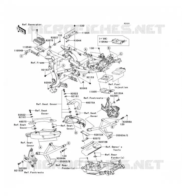 FRAME PARTS (COUVERTURE) Kawasaki MOTOS 650 2009 VERSYS 650  KLE650A9F