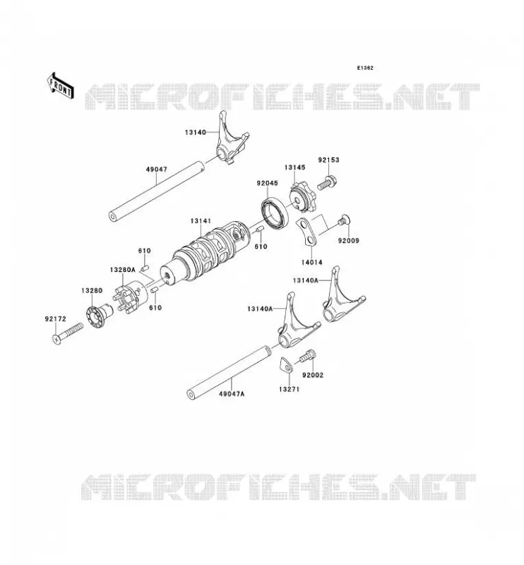 GEAR CHANGE DRUM - SHIFT FORKS Kawasaki MOTOS 650 2009 VERSYS 650  KLE650A9F