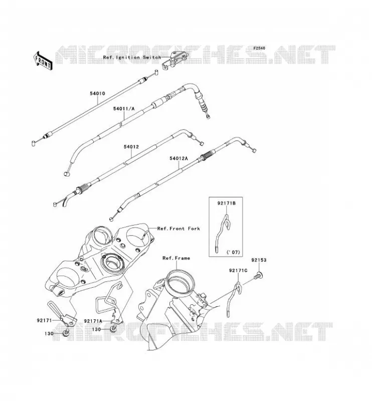 CABLES Kawasaki MOTOS 650 2009 VERSYS 650  KLE650A9F