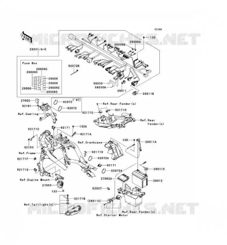 CHASSIS ELECTRICAL EQUIPMENT Kawasaki MOTOS 650 2007 VERSYS 650  KLE650B7F