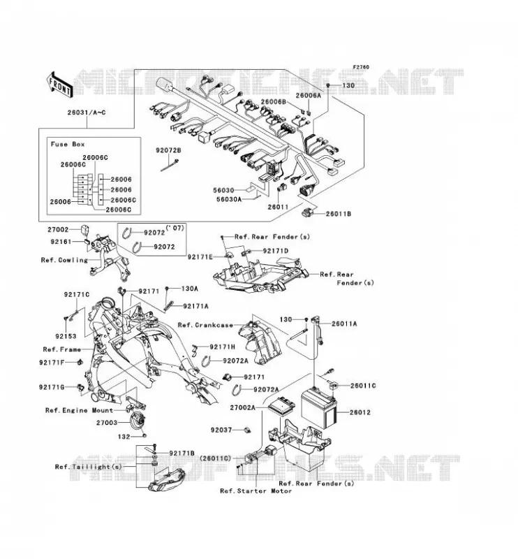 CHASSIS ELECTRICAL EQUIPMENT Kawasaki MOTOS 650 2009 VERSYS 650  KLE650B9F