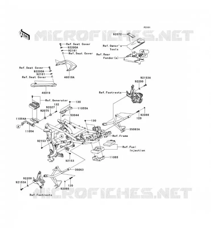 FRAME PARTS (COUVERTURE) Kawasaki MOTOS 650 2010 VERSYS 650  KLE650CAF