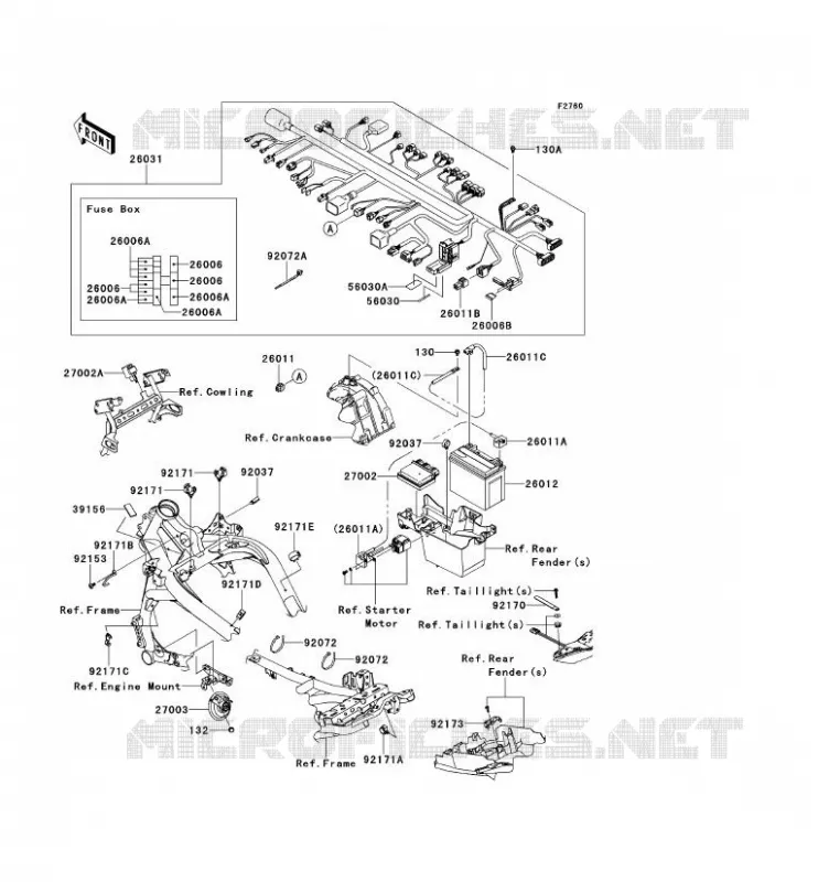 CHASSIS ELECTRICAL EQUIPMENT Kawasaki MOTOS 650 2011 VERSYS 650  KLE650CBF