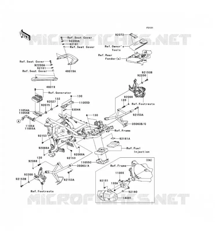 FRAME PARTS (COUVERTURE) Kawasaki MOTOS 650 2011 VERSYS 650  KLE650CBF