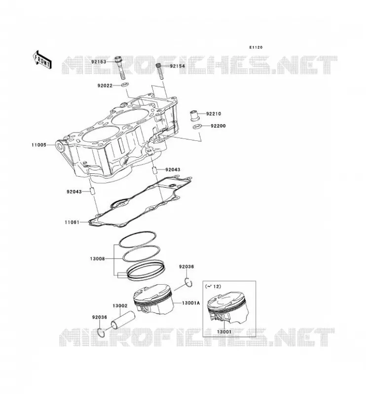 CYLINDER - PISTON  Kawasaki MOTOS 650 2012 VERSYS 650  KLE650CCF