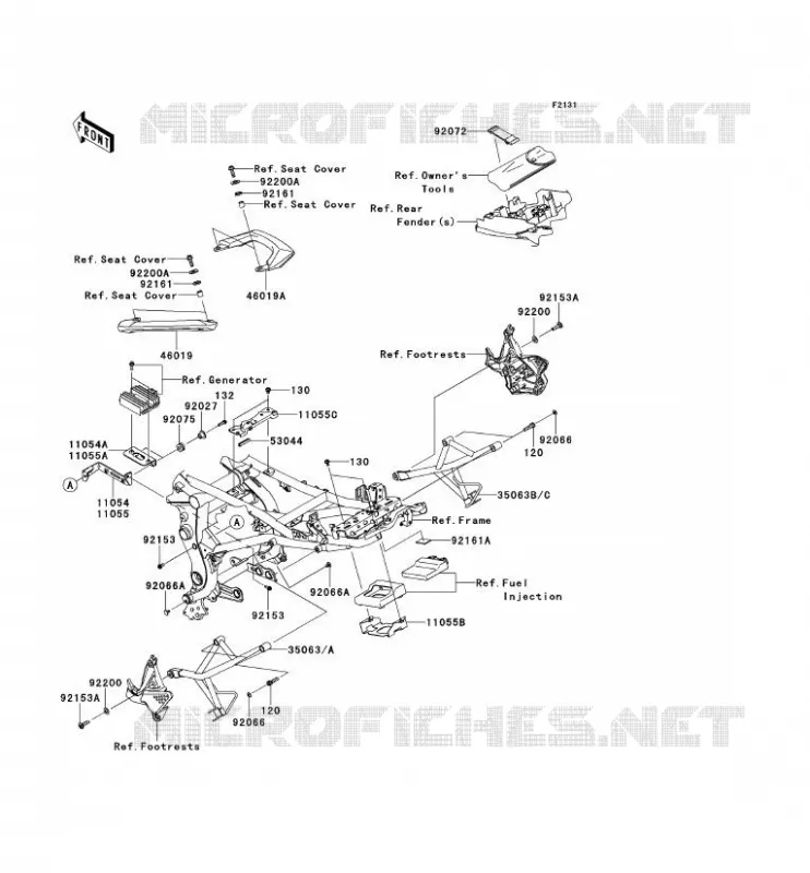 FRAME PARTS (COUVERTURE) Kawasaki MOTOS 650 2012 VERSYS 650  KLE650CCF