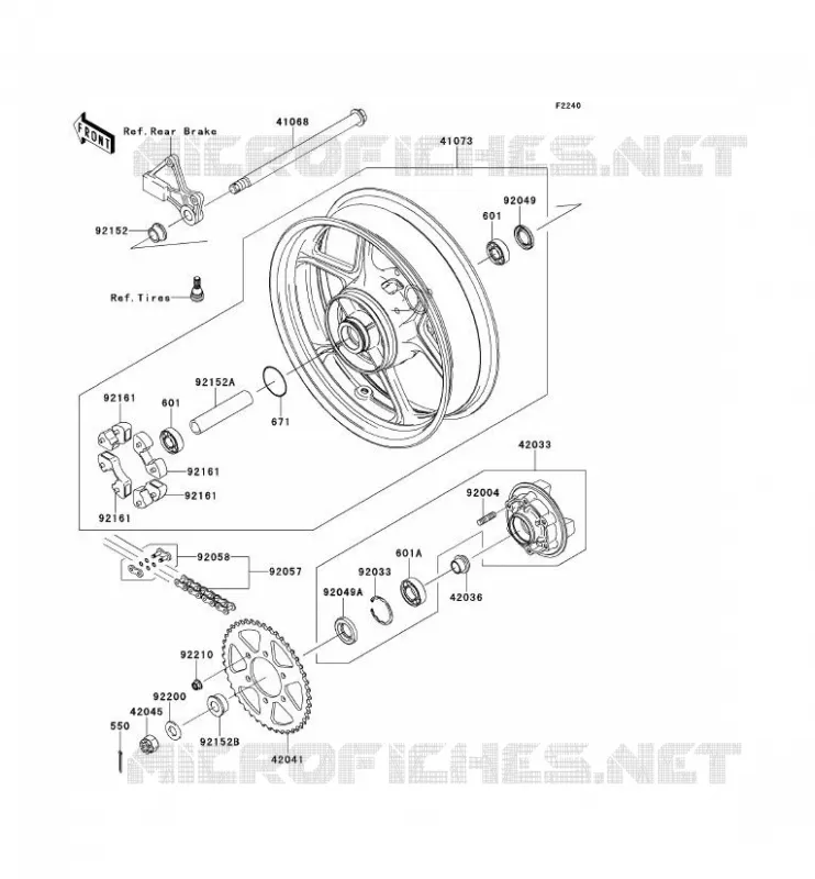 REAR HUB Kawasaki MOTOS 650 2012 VERSYS 650  KLE650CCF