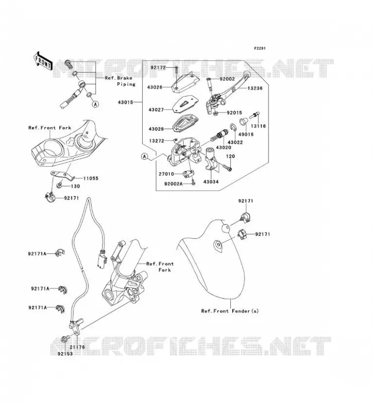 FRONT MASTER CYLINDER Kawasaki MOTOS 650 2010 VERSYS 650 ABS  KLE650DAF