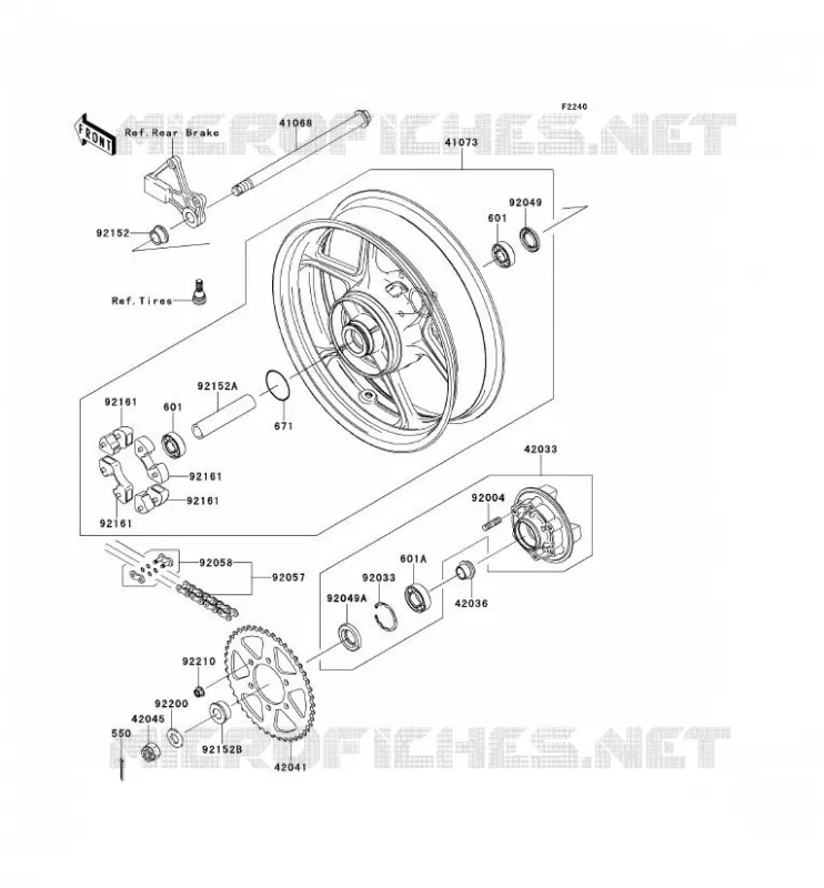 REAR HUB Kawasaki MOTOS 650 2011 VERSYS 650 ABS  KLE650DBF