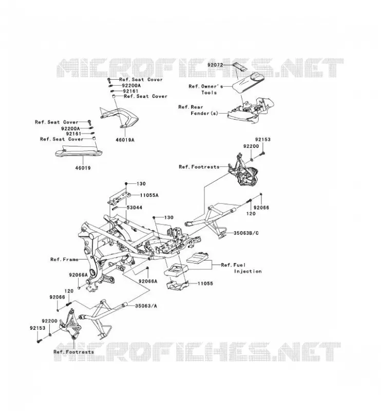 FRAME PARTS (COUVERTURE) Kawasaki MOTOS 650 2011 VERSYS 650 ABS  KLE650DBF