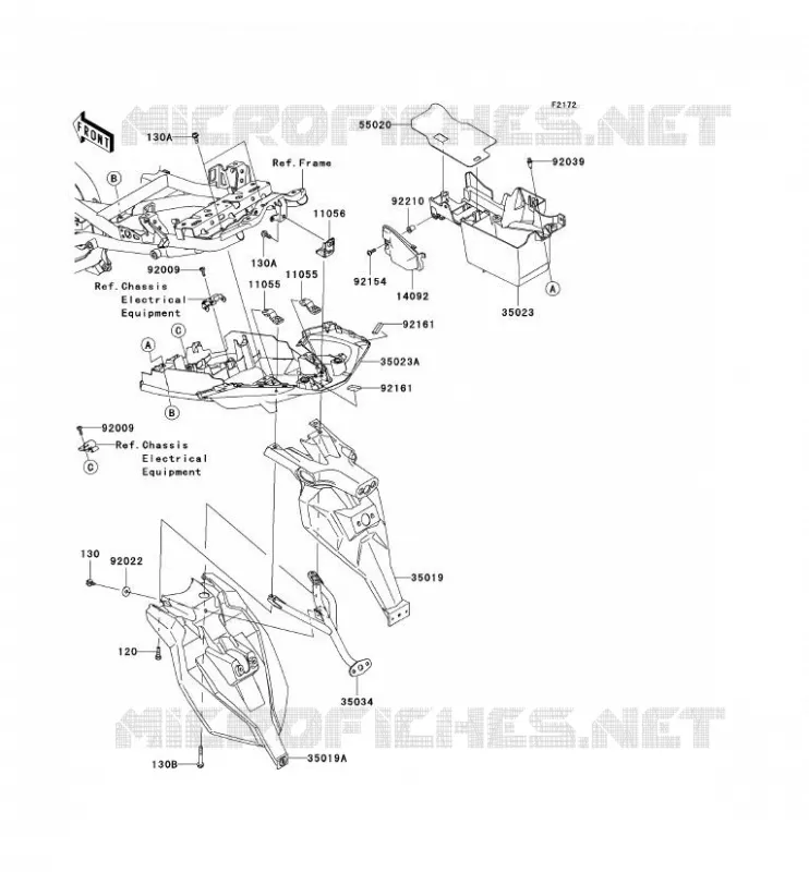 REAR FENDER Kawasaki MOTOS 650 2011 VERSYS 650 ABS  KLE650DBF