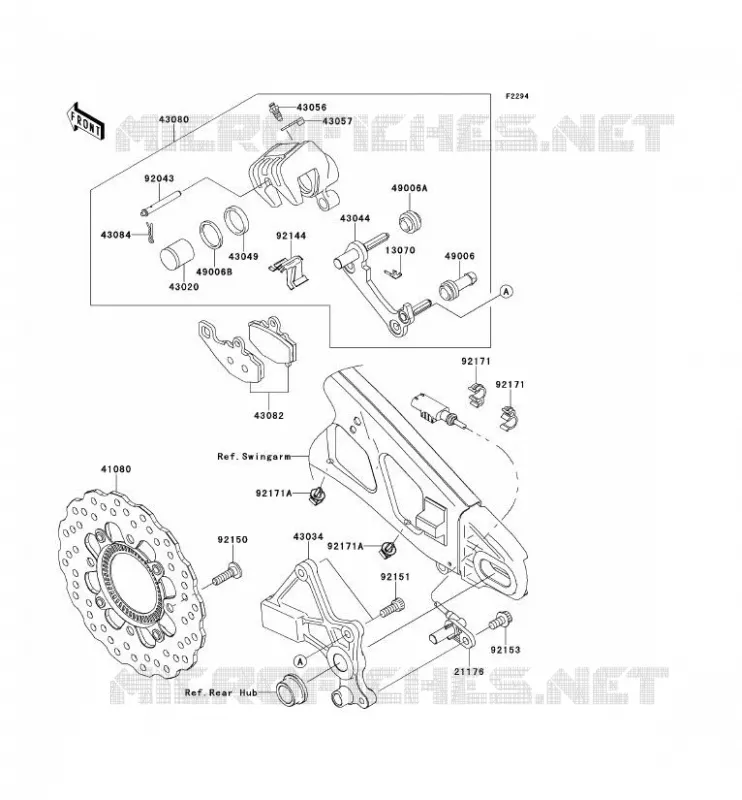 REAR BRAKE Kawasaki MOTOS 650 2012 VERSYS 650 ABS  KLE650DCF