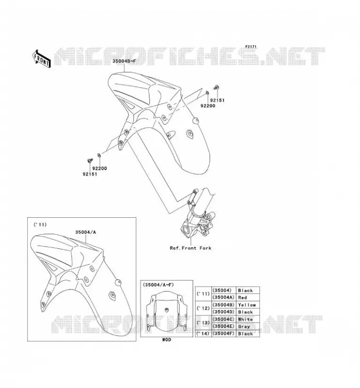 FRONT FENDER Kawasaki MOTOS 650 2013 VERSYS 650 ABS  KLE650DDF