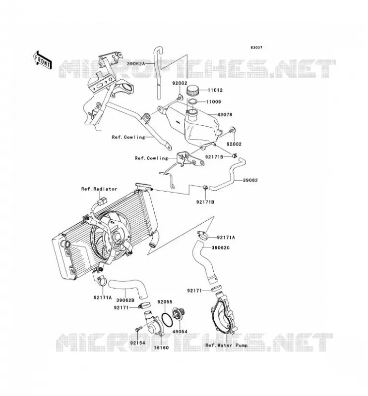 WATER PIPE Kawasaki MOTOS 650 2013 VERSYS 650 ABS  KLE650DDF
