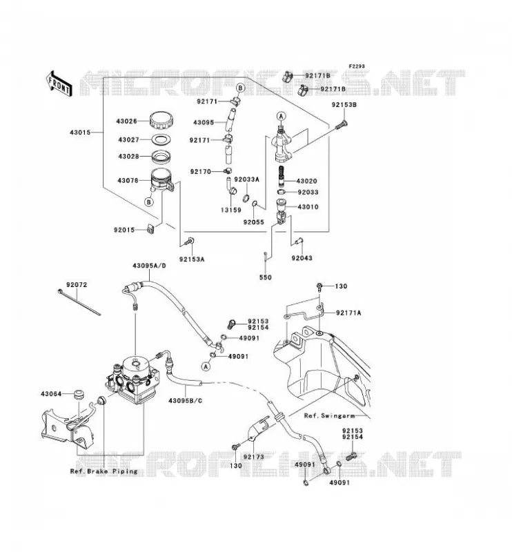 REAR MASTER CYLINDER Kawasaki MOTOS 650 2014 VERSYS 650 ABS  KLE650DEF