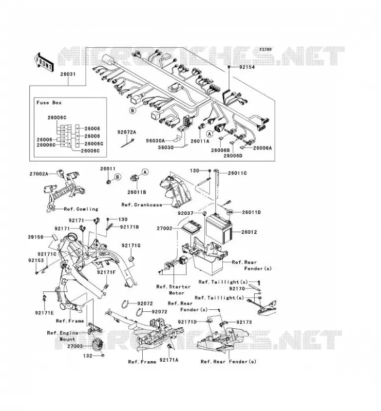 CHASSIS ELECTRICAL EQUIPMENT Kawasaki MOTOS 650 2014 VERSYS 650 ABS  KLE650DEF