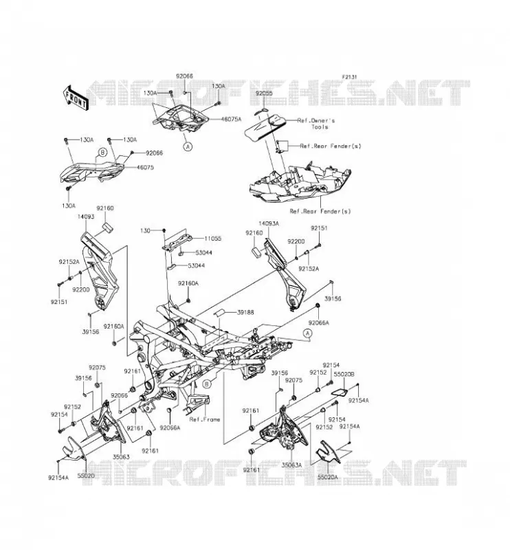 FRAME PARTS (COUVERTURE) Kawasaki MOTOS 650 2015 VERSYS 650  KLE650EFF