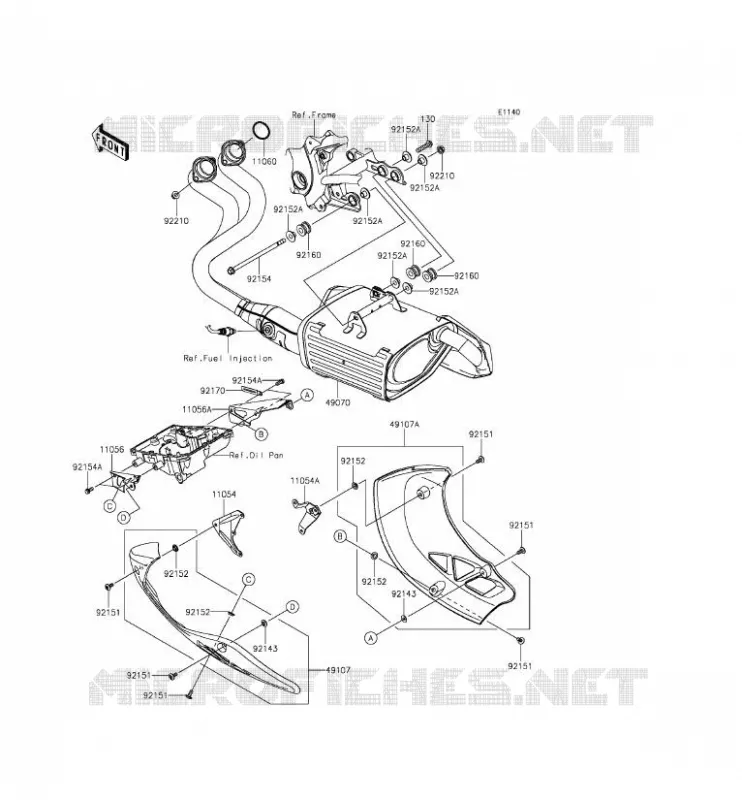 EXHAUST Kawasaki MOTOS 650 2015 VERSYS 650 ABS  KLE650FFF