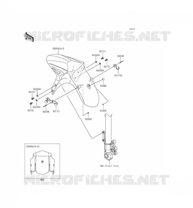 FRONT FENDER Kawasaki MOTOS 650 2016 VERSYS 650 ABS  KLE650FGF