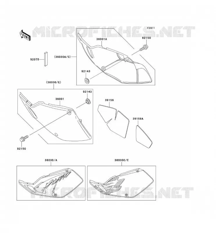 SIDE COWLING Kawasaki TOUT-TERRAIN 250 1996 KLX250R  KLX250-D4