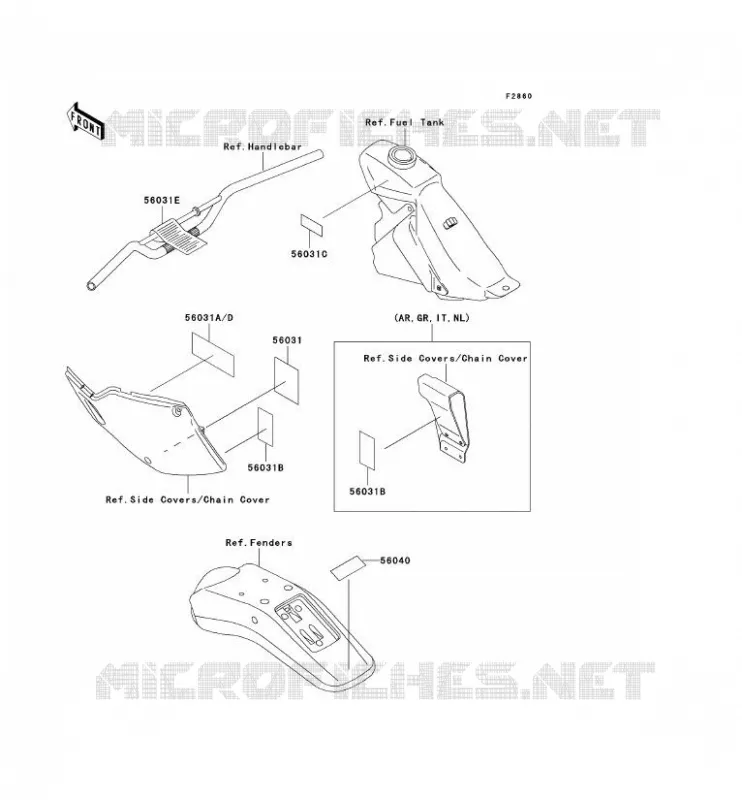 LABELS Kawasaki TOUT-TERRAIN 250 1993 KLX250  KLX250-E1