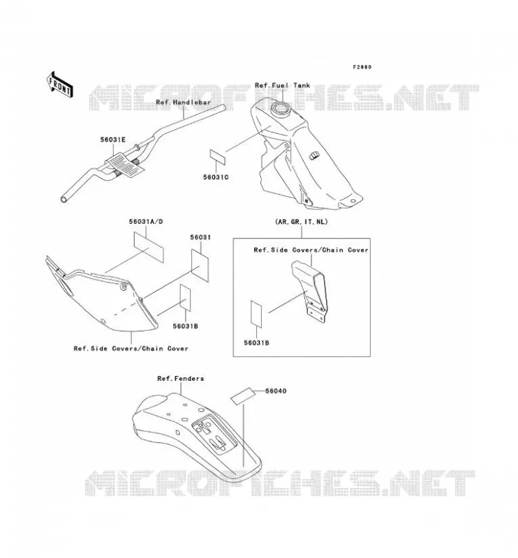 LABELS Kawasaki TOUT-TERRAIN 250 1994 KLX250  KLX250-E2