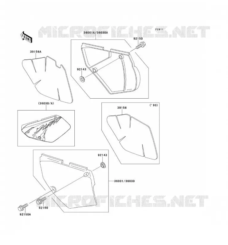 SIDE COWLING Kawasaki TOUT-TERRAIN 650 1994 KLX650R  KLX650-A2