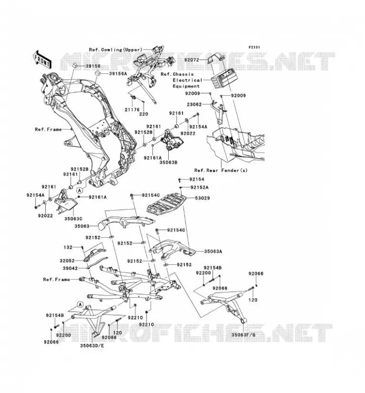 FRAME PARTS (COUVERTURE) Kawasaki MOTOS 1000 2013 VERSYS 1000  KLZ1000ADF