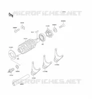 GEAR CHANGE DRUM   SHIFT FORKS voor Kawasaki KMX125 2000