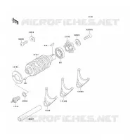 GEAR CHANGE DRUM   SHIFT FORKS voor Kawasaki KMX125 2001