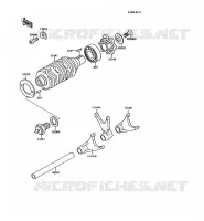 GEAR CHANGE DRUM   SHIFT FORKS voor Kawasaki KMX125 1992