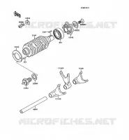 GEAR CHANGE DRUM   SHIFT FORKS voor Kawasaki KMX125 1992