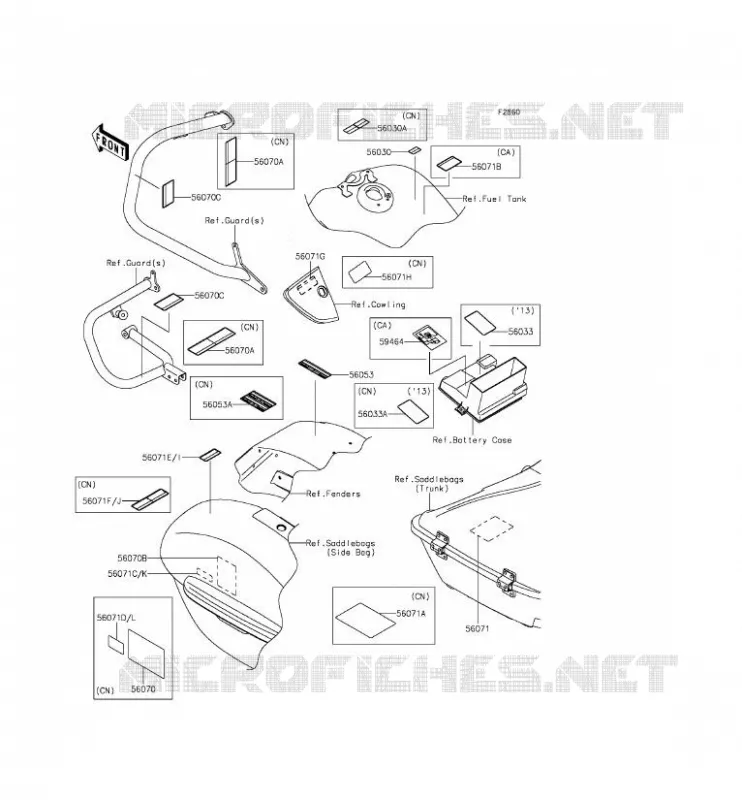 LABELS Kawasaki MOTOS 1700 2014 VULCAN 1700 VOYAGER ABS  VN1700BEF